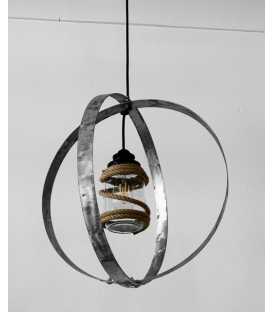 Metal, jar and rope pendant light 140