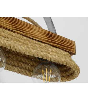 Κρεμαστό φωτιστικό οροφής από ξύλο, μέταλλο και σχοινί 150