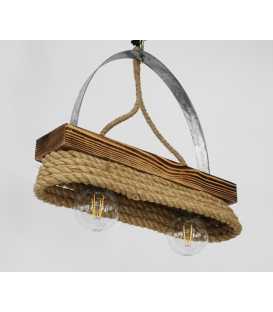 Wood, metal and rope pendant light 151