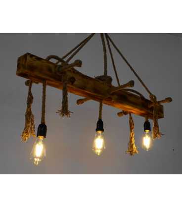 Wood and rope pendant light 160